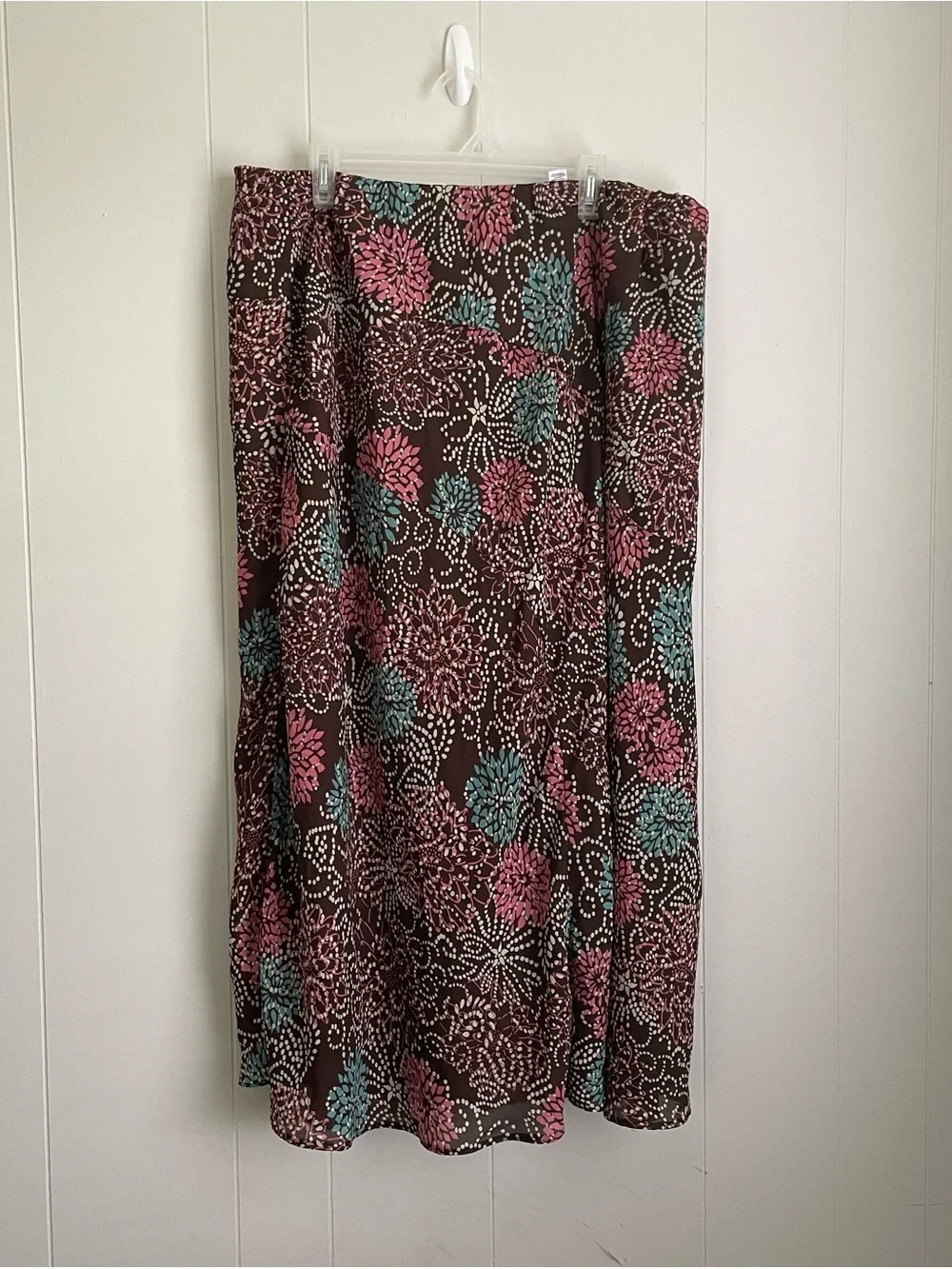 Cato Brown A-Line Skirt with Pink and Blue Floral Print